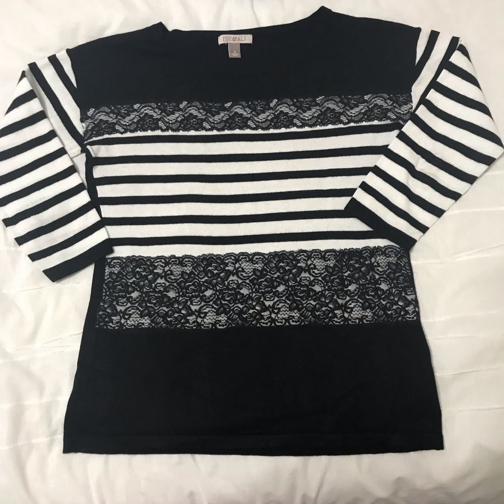 Black and white lace sweater